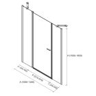 Paroi - VITTE segment avec porte + fixe en ligne transparent avec profil noir 1000-1400x1500-1950 mm