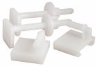 Fixation d'abattant WC avec 2 vis à têtes carrées, 2 écrous et 2 plaquette - plastique