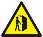 SIGNALISATION EXTERIEURE ET INTERIEURE - ATTENTION A L'OUVERTURE DE PORTE 100x100x100mm