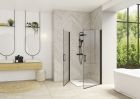 Porte pivotante (intérieur/extérieur) sans seuil + paroi fixe d'angle - SMART DESIGN P A SS 95 NOIR TN
