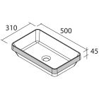 Vasques semi-encastrées MAEL sans siphon ni bonde de vidage clic-clac SOLID SURFACE BICOLORE 502 x 44 x 301 mm