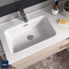 Plan vasque CONSTANZA 1200 coquette à gauche sans siphon ni bonde de vidage clic-clac, pour meuble de 900 PORCELAINE BLANCHE 1210 x 20 x 460 mm
