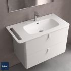 Plan vasque UNIIQ 890 robinet et porte-serviettes en option, sans siphon ni bonde clicker SOLID SURFACE BLANC MAT 890 x 12 x 460 mm