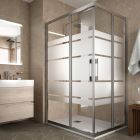 Paroi de douche - CLEAR d'angle rectangulaire 2P et 2F Sérigraphie ROAD < 0,90