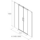 Paroi de douche - HELSINKI douche deux portes et deux éléments fixes Transparentes 1400 - 1800 x 1950 mm