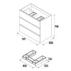 Meuble de salle de bain FUSSION LINE 800 3 tiroirs à fermeture amortie WHITE COTTON 797 x 768 x 450 mm