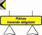 PANNEAUX TEMPORAIRES - KD 1000X300 T1 PIETONS TRAVERSEE OBLIGATOIRE FL.AMOV.