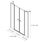 Paroi - VITTE segment de porte + segment de porte transparent avec profil noir 1901-2000x1500-1950 mm