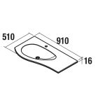 Plan vasque MAM 900 coquette à droite CHARGE MINÉRALE BLANC MAT sans siphon ni b