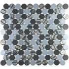 Mosaïque en verre recyclé - CIRCLE AQUA BLACK BLEND 25CX25CMM