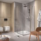 Paroi - VITTE 2 segments fixes avec portes transparent avec profil chromé 2101-2200x1500-1950 mm
