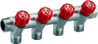 collecteur robinetterie intégrée rouge MF20x27 - 4 départs mâle 15x21
