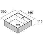 Vasque à poser TALEA sans siphon ni bonde de vidage clic-clac SOLID SURFACE BICOLORE 360 x 115 x 360 mm