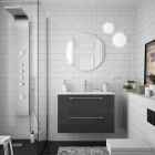 Meuble FUSSION CHROME 800 2 tiroirs  GRIS BRILLANT 797 x 540 x 450 mm
