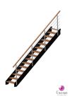 Escalier Sur Mesure, Style à la Francaise, Forme Droite, Structure Métal, Marches Bois sans Contremarches, Rampes à Poteaux Inox avec Lisses Inox Brossé