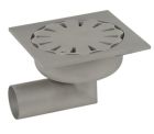 siphon de sol inox sort.horiz. GE50mm 200x200 ø63 mm trous oblongs 15kN verrouillé microbillé