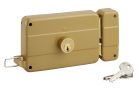 Serrure applique horizontale double cylindre à tirage droite