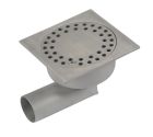 siphon de sol inox sort.horiz. GE50mm 150x150 ø50 mm trous ronds verrouillé microbillé 3 Kn