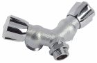 Robinet mural d'alimentation Mâle 15/21 pour Machine à laver - 2 têtes à sortie double en Y Mâle 20/27 - Corps en laiton chromé