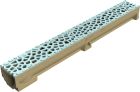 Caniveau en béton polymère avec grille fonte Voronoï couleur Perle - ACO SELF - long. 1m x larg. 100mm x haut. 95mm - classe B125