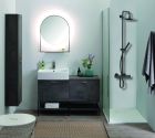 colonne de douche triverde thermostatique complete chrome noir brosse