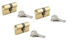 LOT 3 CYLINDRES SA LAITON 30X30MM 9CLES