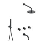 BAIN/DOUCHE ENCASTRE 3 SORTIES CROSS ROAD COMPLET CHROME NOIR BROSSE