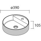 Vasque à poser BICA sans siphon ni bonde de vidage clic-clac SOLID SURFACE BICOLORE Ø 390 x 105 mm