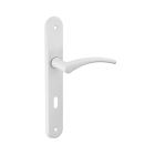Ensemble poignee de porte Hebe blanche 195 mm a cle
