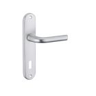 Ensemble poignee de porte Leto aluminium argent 165 mm a cle