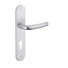 Ensemble poignee de porte Maia aluminium argent 195 mm a cylindre