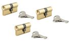 LOT 3 CYLINDRES SA LAITON 30X30MM 9CLES