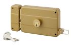 Serrure applique horizontale double cylindre a tirage gauche