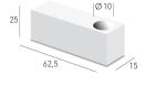 Bloc beton cellulaire de chainage vertical CARREAU 15 TA - long. 62,5cm x haut. 25cm x ep. 15cm - R = 1,07