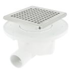 SIPHON POUR CARRELAGE SORTIE HORIZONTALE CADRE+GR CARRE INOX 15X15