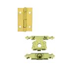 Charniere de gainerie 15x9mm et fermoir30X19mm acier laitonne-blister x3 jeux