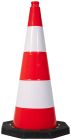 CONE PLASTIQUE FLUO 75CM PVC PIED CAOUTCHOUC 3,500 KG