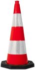 CONE PLASTIQUE FLUO 75CM PVC RETRO C2 PIED CAOUT.4KG