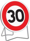 PANNEAU TEMPORAIRE SUPPORTS B14 650 T1 LIMITATION DE VITESSE 30KM/H