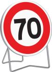 PANNEAU TEMPORAIRE SUPPORTS B14 850 T1 LIMITATION DE VITESSE 70KM/H