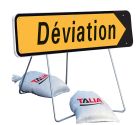 PANNEAUX TEMPORAIRES KD22a 1000X300 T1 DEVIATION FLECHE AMOV. PIEDS LYONNAIS
