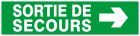SIGNALISATION EXTERIEURE ET INTERIEURE SORTIE DE SECOURS FLECHE A DROITE l 330 L 200mm - Plaque en PS Choc.