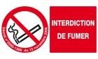 SIGNALISATION EXTERIEURE ET INTERIEURE INTERDICTION DE FUMER (DECRET DU 15/11/2006) l 330 L 120mm - Plaque en PS Choc.