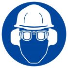 SIGNALISATION EXTERIEURE ET INTERIEURE PROTECTION OBLIGATOIRE TET /VUE/OUIE D.180mm - Plaque en PS Choc.