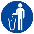 SIGNALISATION EXTERIEURE ET INTERIEURE JETER LES DECHETS A LA POUBELLE OBLIGATOIRE D.300mm - Plaque en PS Choc.