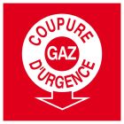 SIGNALISATION EXTERIEURE ET INTERIEURE COUPURE GAZ D' URGENCE 200X200mm - Plaque en PS Choc.