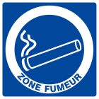 SIGNALISATION EXTERIEURE ET INTERIEURE ZONE FUMEUR 200X200mm - Plaque en PS Choc.