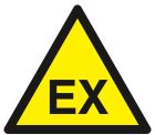 SIGNALISATION EXTERIEURE ET INTERIEURE DANGER ATMOSPHERE EXPLOSIVE 100X100X100mm - Adhesif