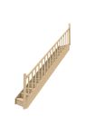 Escalier Economique en Sapin, Modele DXSAPRIAB16, Forme Droit, Style a la Française avec 2 limons traditionnel bois, Marches et contremarches, Rampe interieure d'arrivee avec poteaux bois et balustres bois B16