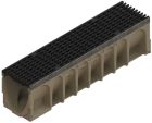 Caniveau en beton polymere feuillure acier galvanise avec grille caillebotis fonte ACO MULTIDRAIN 100 - long. 1m x larg. 200mm x haut. 265mm - classe D400